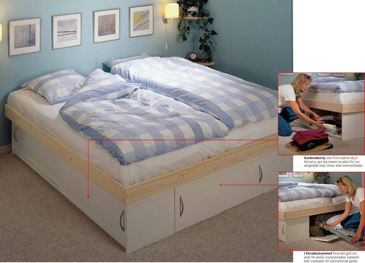 Säng med både garderob och förråd